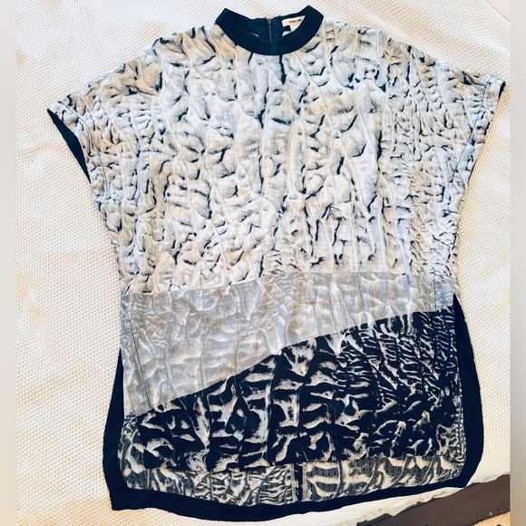 HELMUT LANG 100% Silk Black White Grey Monochrome Tunic Top Dress - Picture 4 of 16